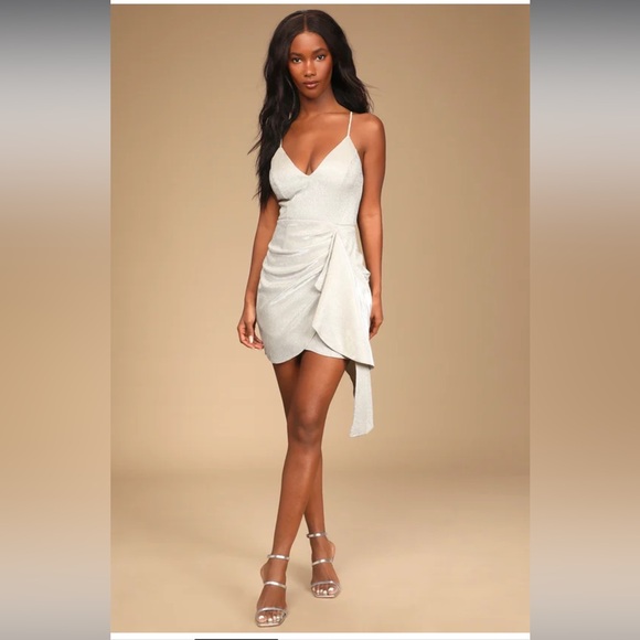 Lulus Dresses & Skirts - Night of Glam Sparkly Silver Sleeveless Tulip Mini‎ Dress Size S